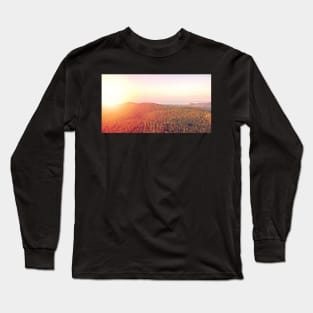 Aerial view of sunset over mountain jungle Long Sleeve T-Shirt